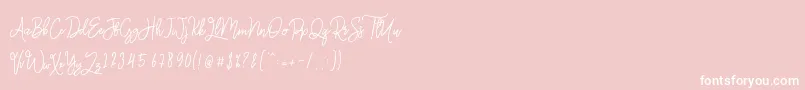 Monalisa Monoline Script-Schriftart – Weiße Schriften auf rosa Hintergrund