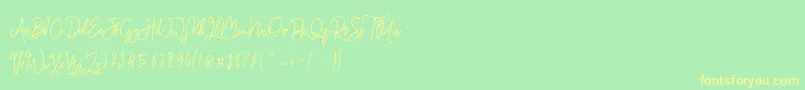 Monalisa Monoline Script Font – Yellow Fonts on Green Background