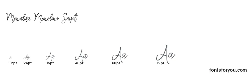 Размеры шрифта Monalisa Monoline Script