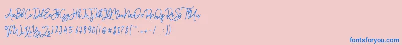 Fonte Monalisa Monoline Script – fontes azuis em um fundo rosa