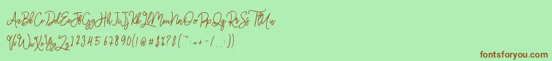 Monalisa Monoline Script-Schriftart – Braune Schriften auf grünem Hintergrund