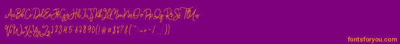 Fonte Monalisa Monoline Script – fontes laranjas em um fundo violeta