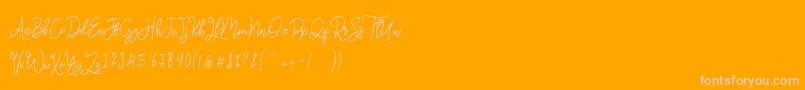 Monalisa Monoline Script-Schriftart – Rosa Schriften auf orangefarbenem Hintergrund