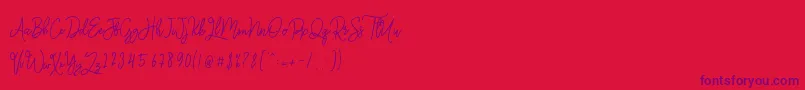 フォントMonalisa Monoline Script – 赤い背景に紫のフォント