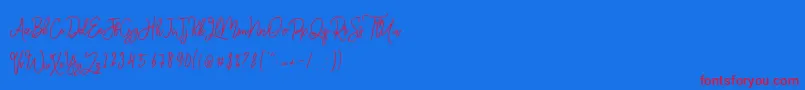 Monalisa Monoline Script Font – Red Fonts on Blue Background