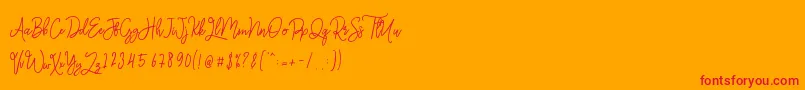Monalisa Monoline Script Font – Red Fonts on Orange Background