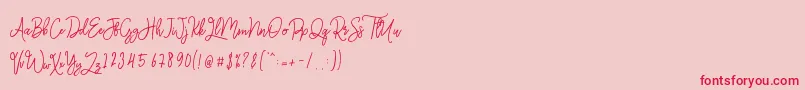 Monalisa Monoline Script Font – Red Fonts on Pink Background