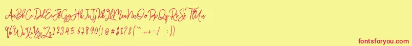 Monalisa Monoline Script Font – Red Fonts on Yellow Background