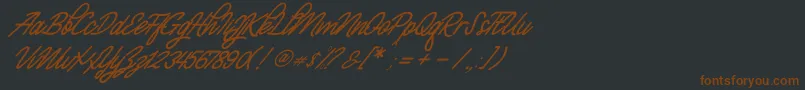 Monalisa Script Demo-Schriftart – Braune Schriften auf schwarzem Hintergrund