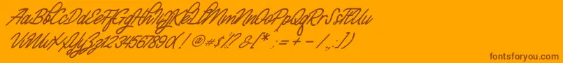 Monalisa Script Demo-Schriftart – Braune Schriften auf orangefarbenem Hintergrund