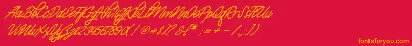 fuente Monalisa Script Demo – Fuentes Naranjas Sobre Fondo Rojo