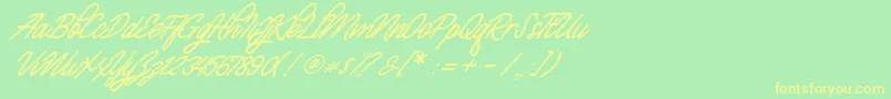 Czcionka Monalisa Script Demo – żółte czcionki na zielonym tle