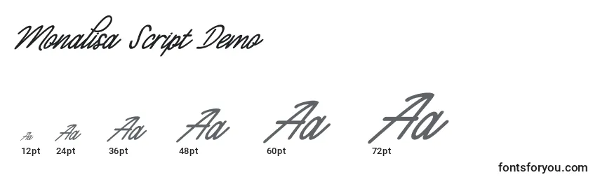 Размеры шрифта Monalisa Script Demo