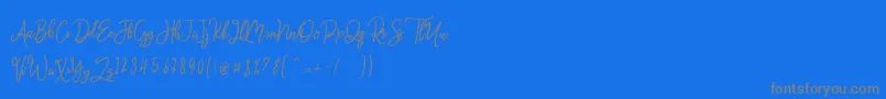 Monalisa Script-Schriftart – Graue Schriften auf blauem Hintergrund