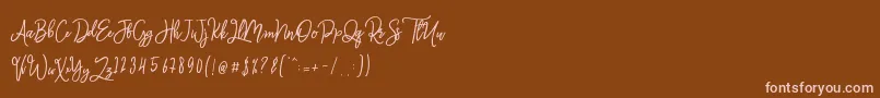 Monalisa Script-Schriftart – Rosa Schriften auf braunem Hintergrund