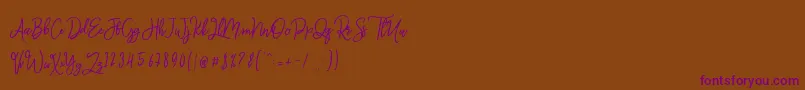 Monalisa Script-Schriftart – Violette Schriften auf braunem Hintergrund