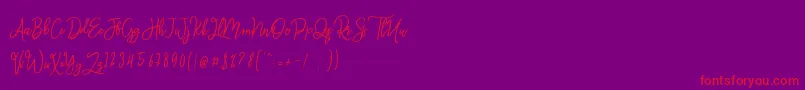 Monalisa Script Font – Red Fonts on Purple Background