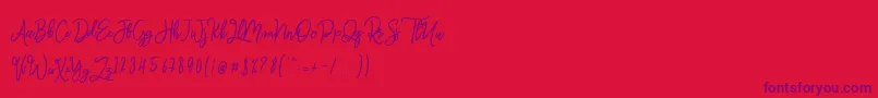 Fonte Monalisa Script – fontes roxas em um fundo vermelho