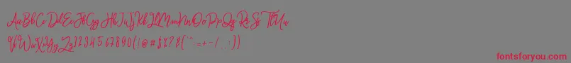 Monalisa Script-Schriftart – Rote Schriften auf grauem Hintergrund