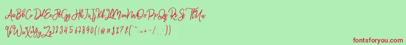 Monalisa Script Font – Red Fonts on Green Background