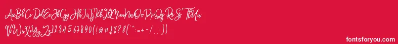 Monalisa Script Font – White Fonts on Red Background
