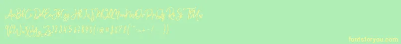 Monalisa Script Font – Yellow Fonts on Green Background