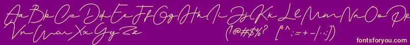 Monalisa-Schriftart – Gelbe Schriften auf violettem Hintergrund