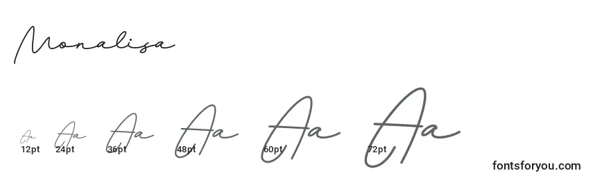 Размеры шрифта Monalisa