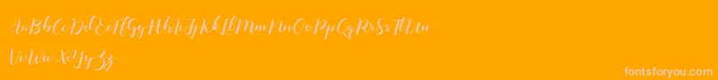 Monatia Demo-Schriftart – Rosa Schriften auf orangefarbenem Hintergrund