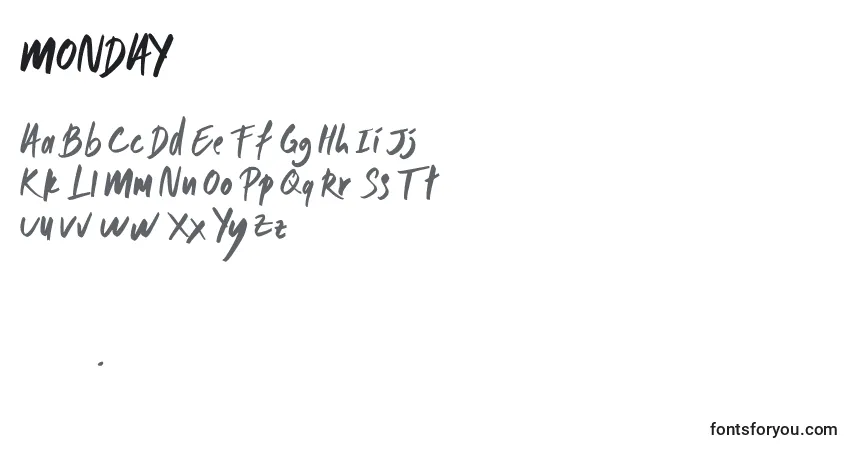 Schriftart MONDAY (134745) – Alphabet, Zahlen, spezielle Symbole