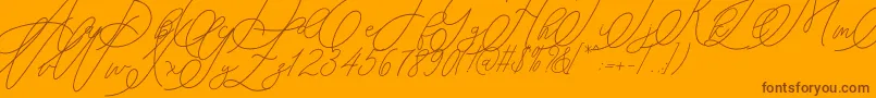mondayline-Schriftart – Braune Schriften auf orangefarbenem Hintergrund