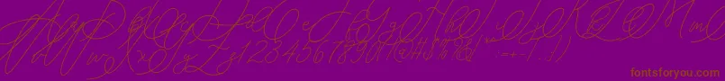 mondayline-Schriftart – Braune Schriften auf violettem Hintergrund