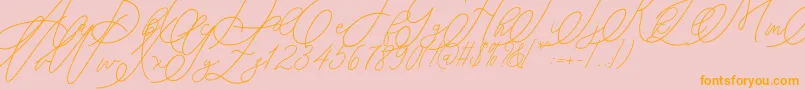 mondayline-Schriftart – Orangefarbene Schriften auf rosa Hintergrund