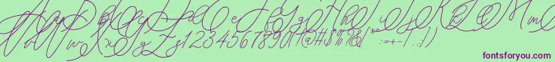 mondayline Font – Purple Fonts on Green Background