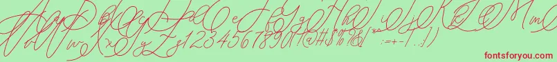 mondayline-Schriftart – Rote Schriften auf grünem Hintergrund