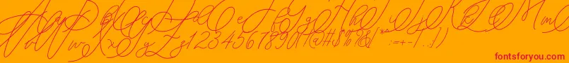 Weitere Informationen zur mondayline-Schriftart mondayline-Schriftart – Rote Schriften auf orangefarbenem Hintergrund