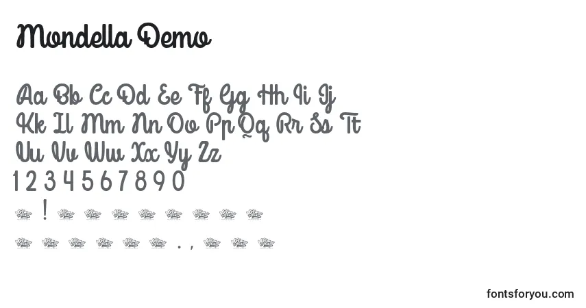 Schriftart Mondella Demo – Alphabet, Zahlen, spezielle Symbole
