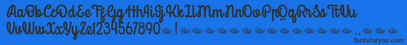 Mondella Demo-Schriftart – Schwarze Schriften auf blauem Hintergrund