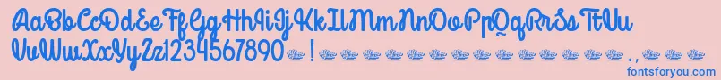 Mondella Demo-Schriftart – Blaue Schriften auf rosa Hintergrund