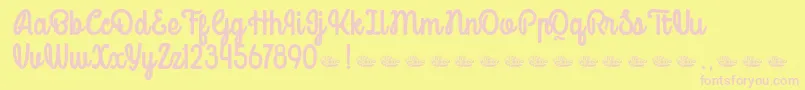 Fonte Mondella Demo – fontes rosa em um fundo amarelo