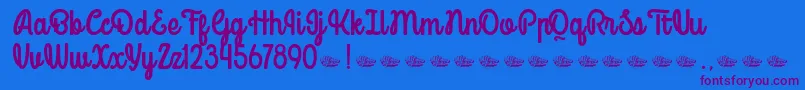 Mondella Demo-Schriftart – Violette Schriften auf blauem Hintergrund