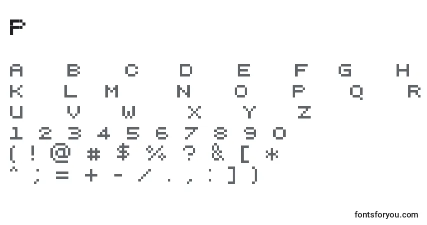 Schriftart Pixelicious – Alphabet, Zahlen, spezielle Symbole