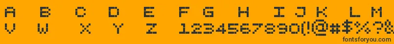 Pixelicious-Schriftart – Schwarze Schriften auf orangefarbenem Hintergrund