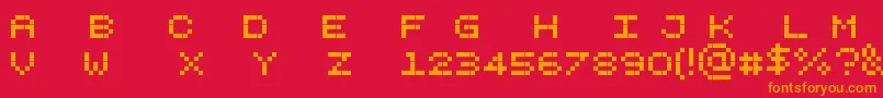 フォントPixelicious – 赤い背景にオレンジの文字