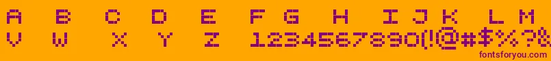 Pixelicious Font – Purple Fonts on Orange Background