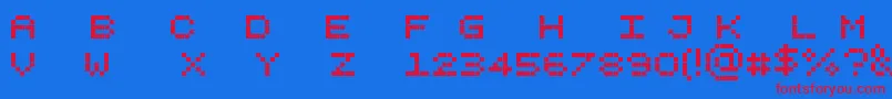 Pixelicious Font – Red Fonts on Blue Background