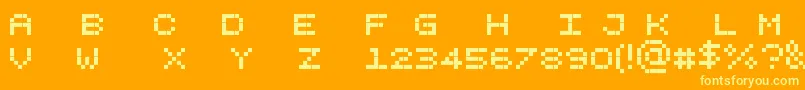 Pixelicious Font – Yellow Fonts on Orange Background