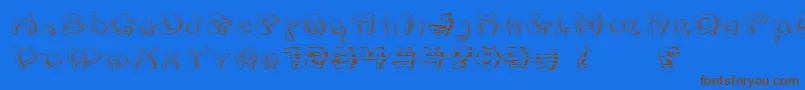 フォントMondrongo Gradient – 茶色の文字が青い背景にあります。