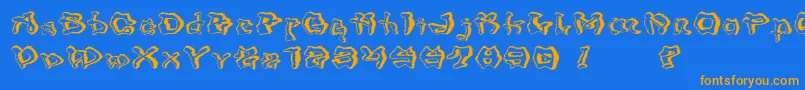 Mondrongo Trash Font – Orange Fonts on Blue Background