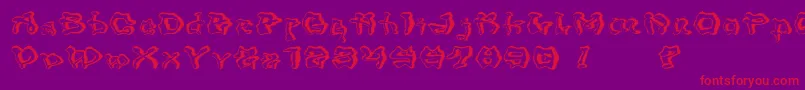 フォントMondrongo Trash – 紫の背景に赤い文字